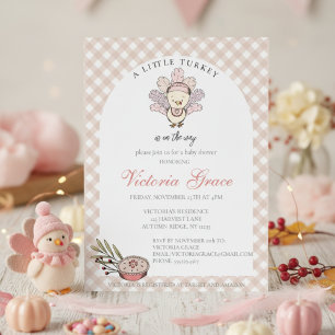 Little Turkey Autumn Girl Baby Shower Einladung