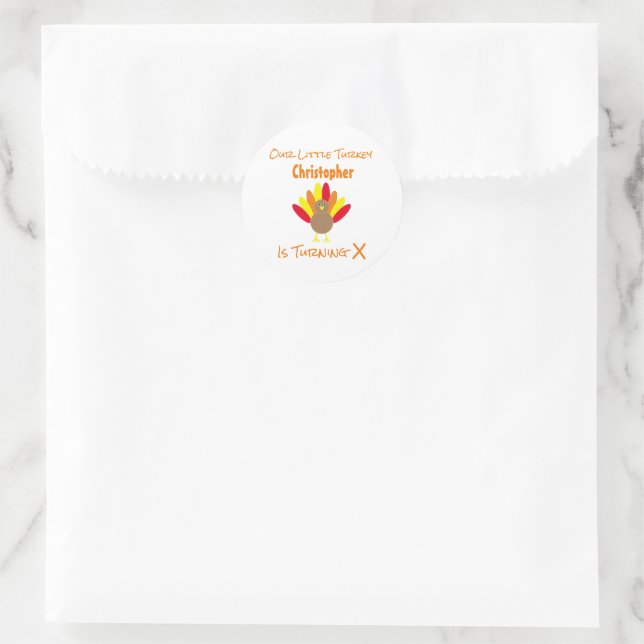 Little Turkey Birthday Runder Aufkleber (Tasche)
