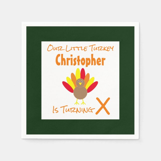 Little Turkey Birthday Serviette (Vorderseite)