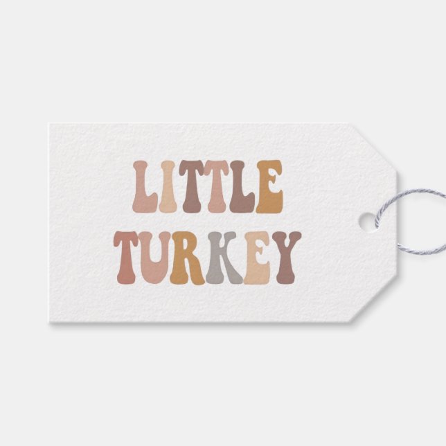 Little Turkey Fall Autumn Thanksgiving Baby Geschenkanhänger (Vorderseite (Horizontal))