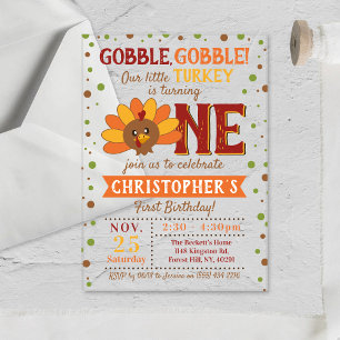 Little Turkey Fall Erntedank 1. Geburtstag Acryleinladungen