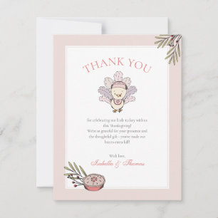Little Turkey Girl Fall Baby Dusche Danke Karte