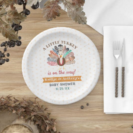 Little Turkey On The Way! Thanksgiving Baby Shower Pappteller