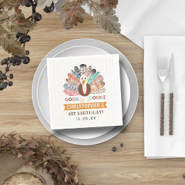 Little Turkey Thanksgiving Any Age Birthday Party Serviette
