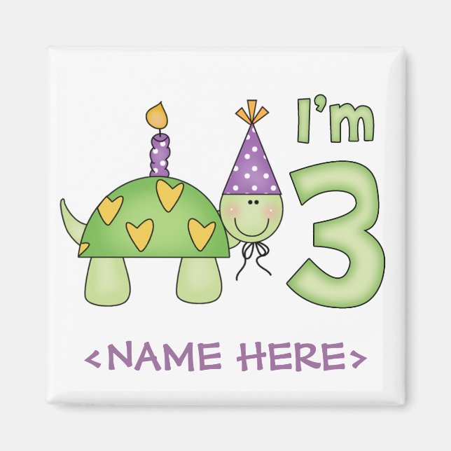 Little Turtle 3. Geburtstag Magnet (Vorne)