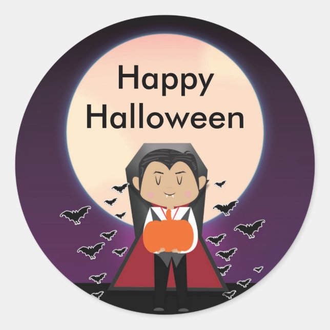 Little Vampire Dracula Halloween-Party Stickers (Vorderseite)