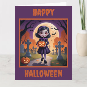 Little Vampire Girl Halloween Karte