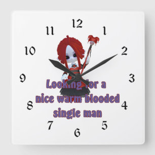 Little Vampire Personal Ad Funny Halloween Quadratische Wanduhr