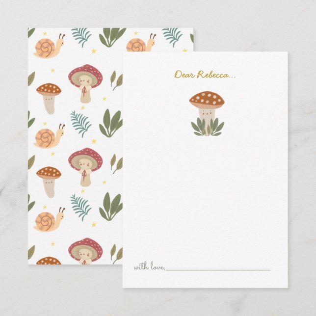 Little Watercolor mushroom Birthday Time Kapsel Dankeskarte (Vorne/Hinten)