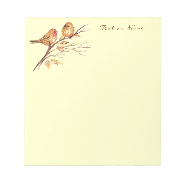 Little Watercolor Sparrow Birds Notizblock (Vorderseite)