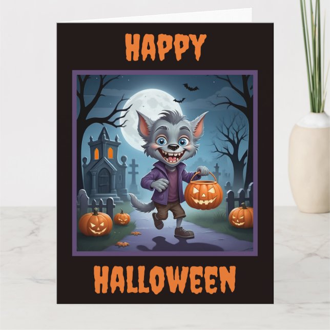 Little Werewolf Halloween Karte (Vorderseite)