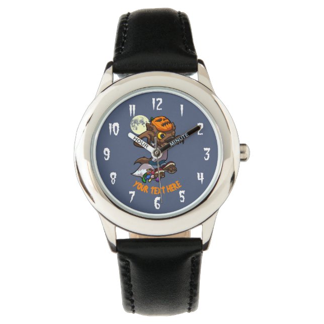 Little Werewolf Halloween Trick Or Treat Cartoon Armbanduhr (Vorderseite)