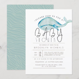 Little Whale Watercolor | Aquatic Baby Dusche Einladung