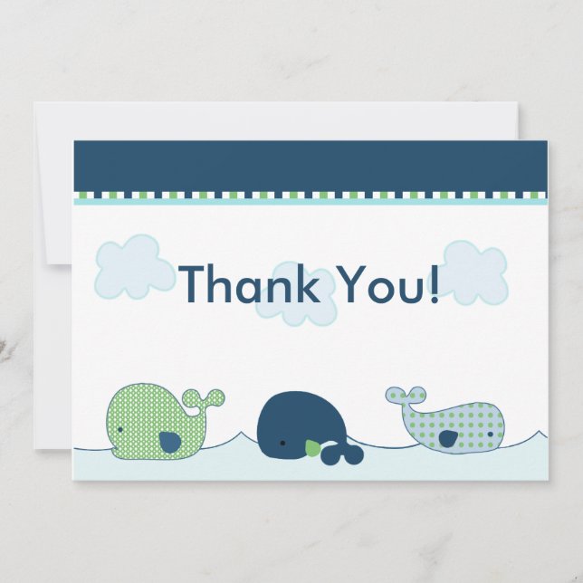 Little Whales Baby Dusche Danke Karte (Vorderseite)