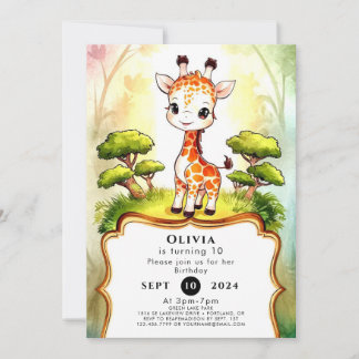 Little Whimsical Giraffe Geburtstag Einladung