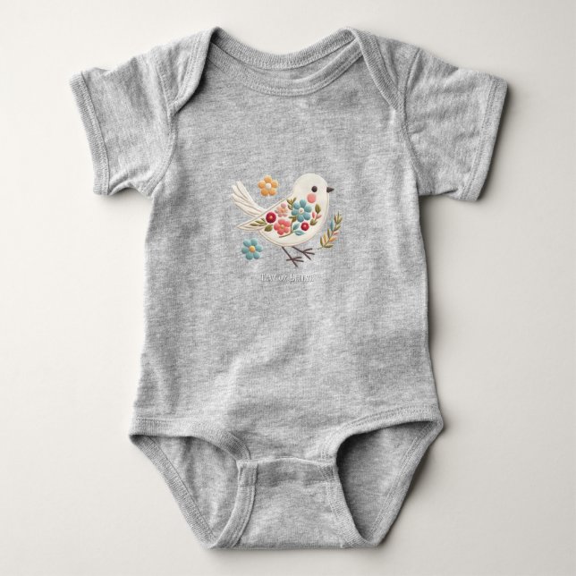 Little White Bird Floral Baby Bodysuit Baby Strampler (Vorderseite)