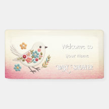 Little White Bird Floral Baby Dusche