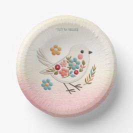 Little White Bird Floral Paper Bowl Pappteller