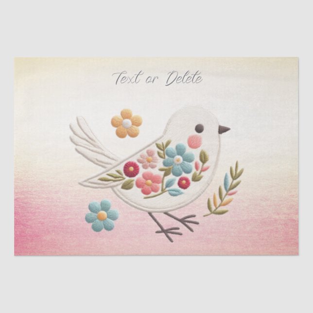 Little White Bird Floral Tissue Paper Seidenpapier (Vorderseite)