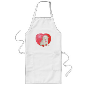 Little White Dog Rescue Valentinstag Lange Schürze