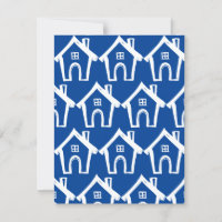 Little White Houses Dark Blue New Address Card