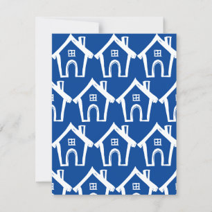 Little White Houses Dark Blue New Address Card Einladung