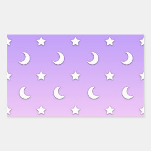 Little White Stars and Moons Pattern Rechteckiger Aufkleber