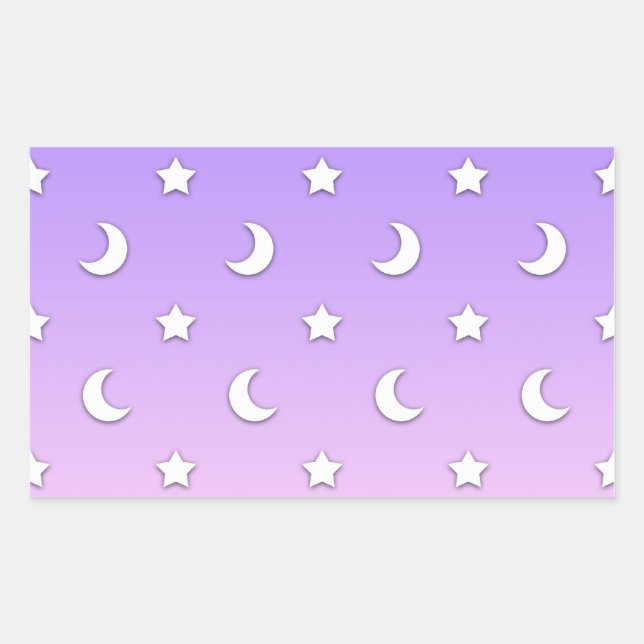 Little White Stars and Moons Pattern Rechteckiger Aufkleber (Vorderseite)