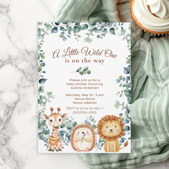 Little Wild One Animals Boy Girl Baby Dusche Einladung (Little wild one baby shower invitation)