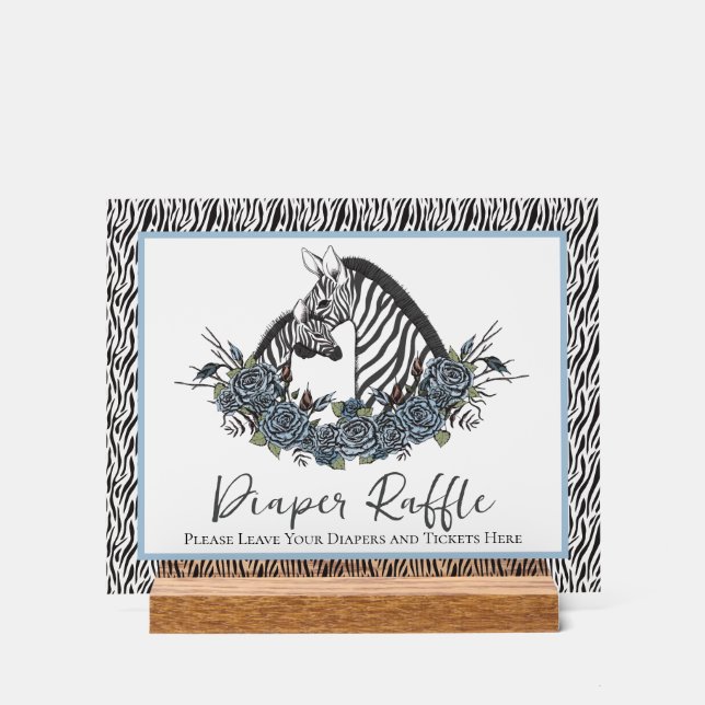 Little Wild One Diaper Raffle Boy Baby Shower Sign Acrylschild (Vorderseite)