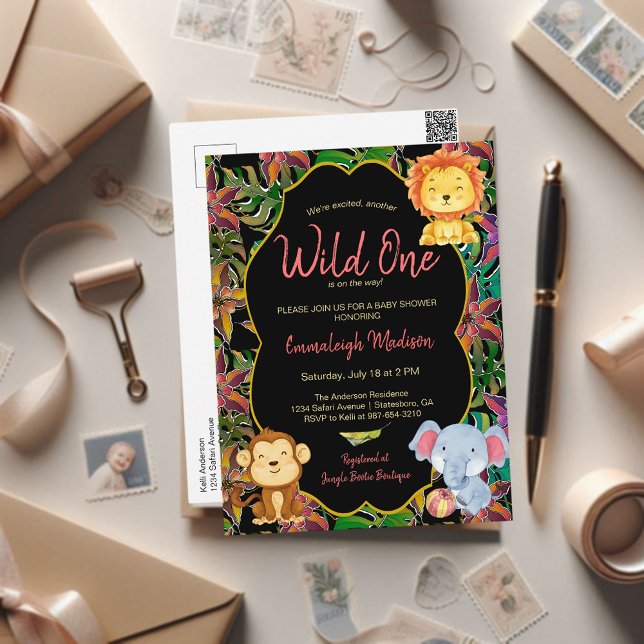 Little Wild One Jungle Animals Postkarte (Von Creator hochgeladen)