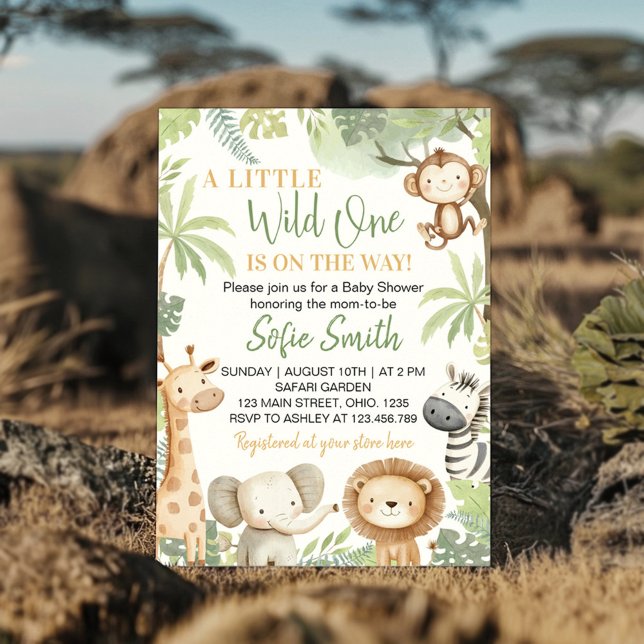 Little Wild One Safari Animals Baby Dusche Einladung (Von Creator hochgeladen)