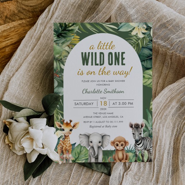 Little Wild One Safari Animals Baby Dusche Einladung (Von Creator hochgeladen)
