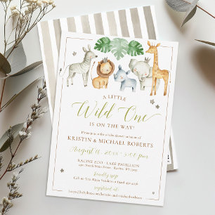 Little Wild One Safari Animals Boy Baby Dusche Einladung