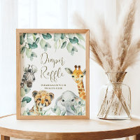 Little Wild One Safari Baby Dusche Windeln Raffle