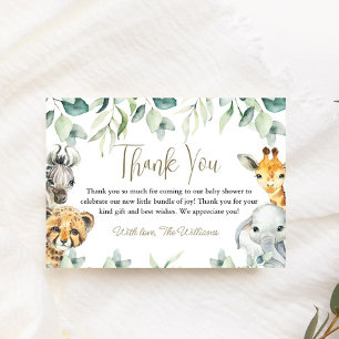Little Wild One Safari Baby shower Merci Cartes