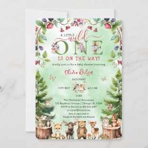 Little Wild One Woodland Animals Baby Dusche Einladung