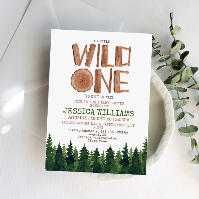 Little Wild One Woodland Babydusche Einladung (Von Creator hochgeladen)