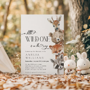 Little Wild One Woodland Moderne Babydusche Einladung