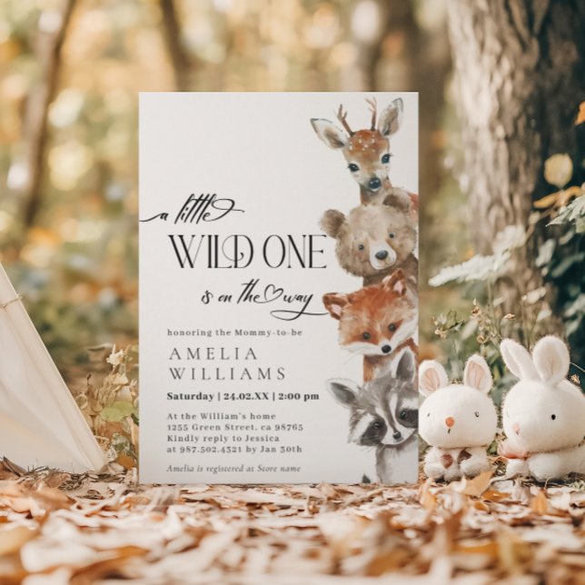 Little Wild One Woodland Moderne Babydusche Einladung (Von Creator hochgeladen)