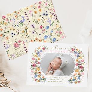 Little Wildblume Baby Girl Geburtserklärung Einladung