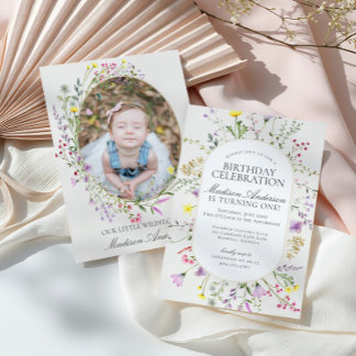 Little Wildblume Boho Floral Geburtstagsparty Einladung