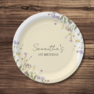 Little Wildblume Floral Botanischer 1. Geburtstag Pappteller
