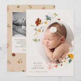 Little Wildblume Floral Foto Geburtserklärung Einladung