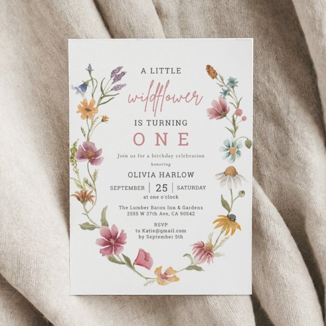 Little Wildblume Floral Girl 1. Geburtstag Einladung (Von Creator hochgeladen)