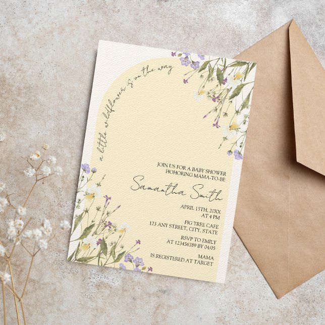 Little Wildblume Girl Baby Shower Arch Boho Einladung (A Little widlflower Is on the Way, beautiful girl baby shower invitation)