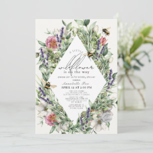 Little Wildblume Greenery Rhombus Baby Shower Einladung