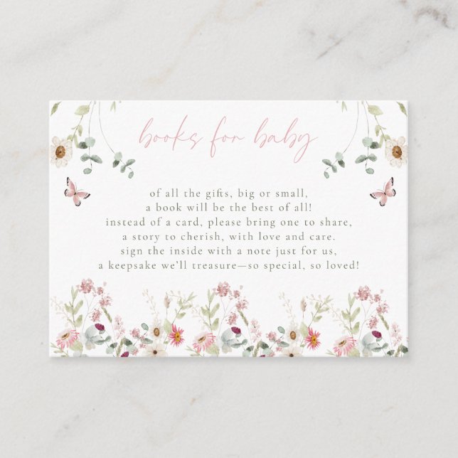 Little Wildflower Butterfly Girl Baby Shower Begleitkarte (Vorderseite)