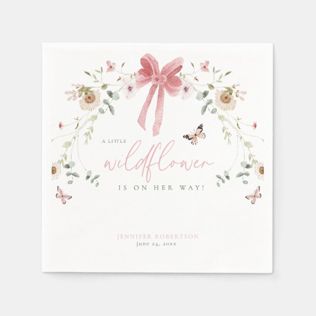 Little Wildflower Butterfly Girl Baby Shower Serviette (Vorderseite)