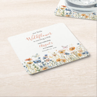 Little Wildflower Butterfly Meadow 1st Birthday Rechteckiger Pappuntersetzer